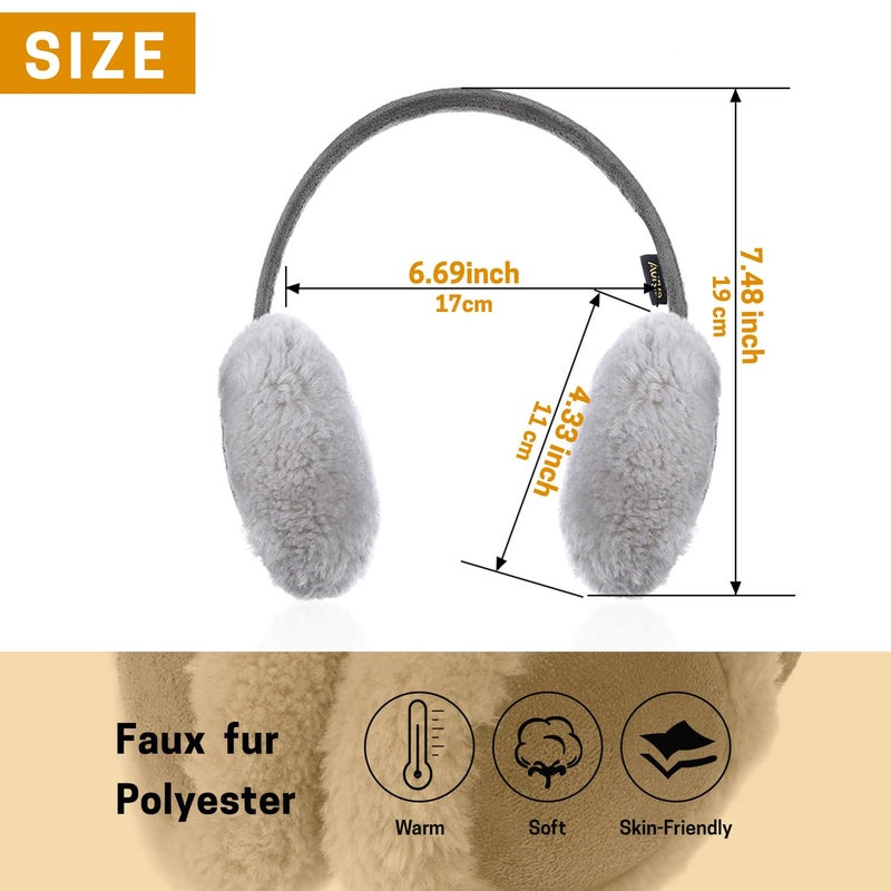 Aurya Kids Classic Ear Warmers/Earmuffs-Winter Faux Fur Warm Ear Muffs for Boys and Girls (Grey) - Image 3